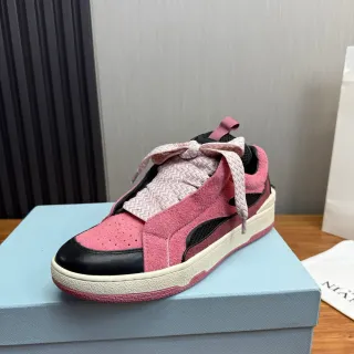 Rosa Negro sin cordones Slip-On Ante y Cuero Zapatillas