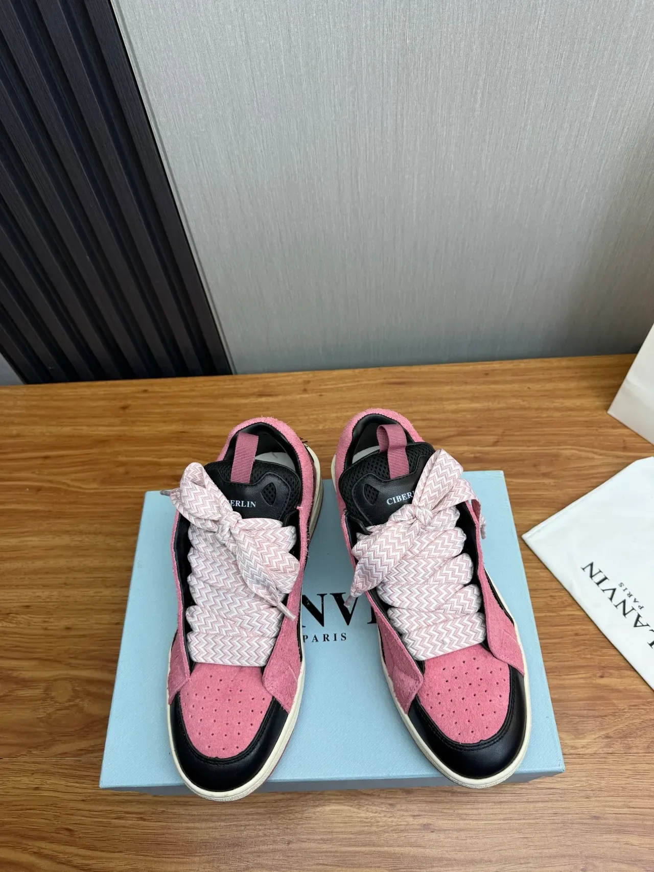 Pink Black Laceless Slip-On Suede And Leather Sneakers 2
