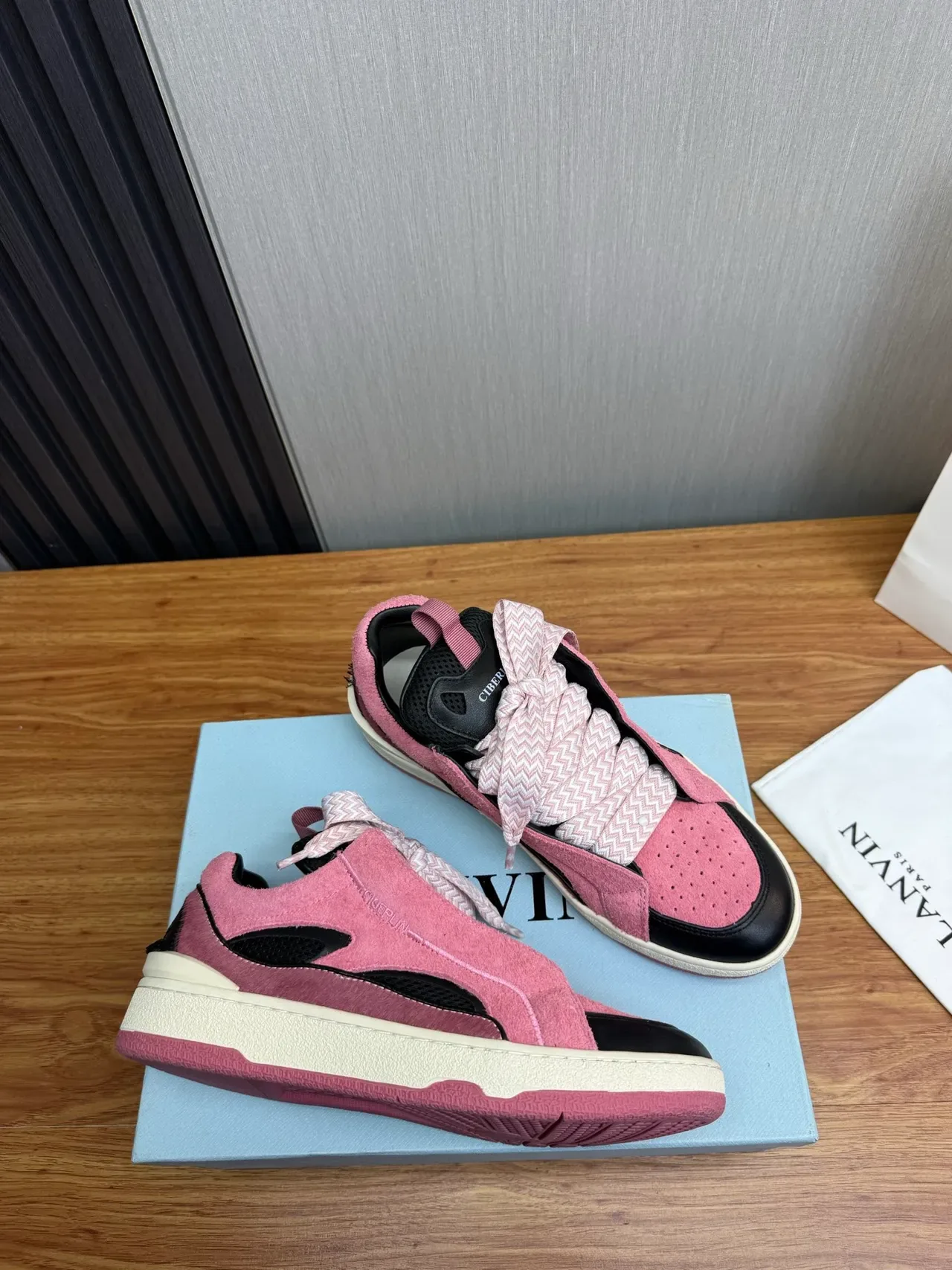 Pink Black Laceless Slip-On Suede And Leather Sneakers 6