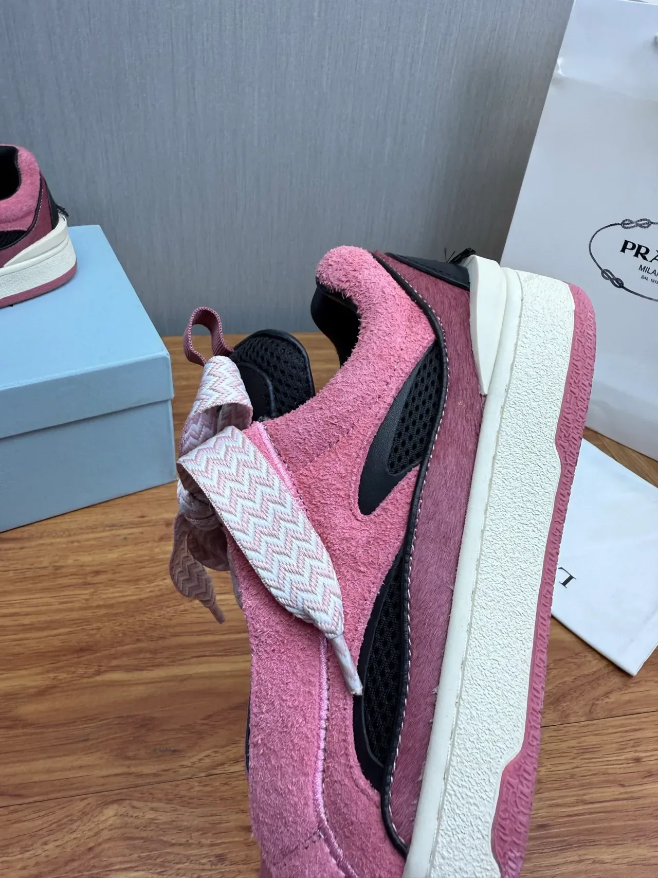 Pink Black Laceless Slip-On Suede And Leather Sneakers 9