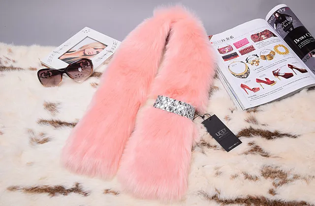 Pink Fluffy Faux Fur Scarve 7