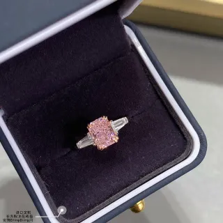 Pink Gold Cushion-Cut Central Stone Baguette Side Stones Ring