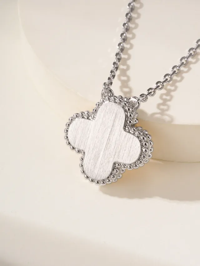 Purple Enamel Four-Petal Clover Pendant Necklace 5