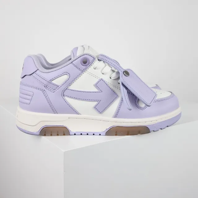Purple White Low-Top Layered Leather Sneakers 3