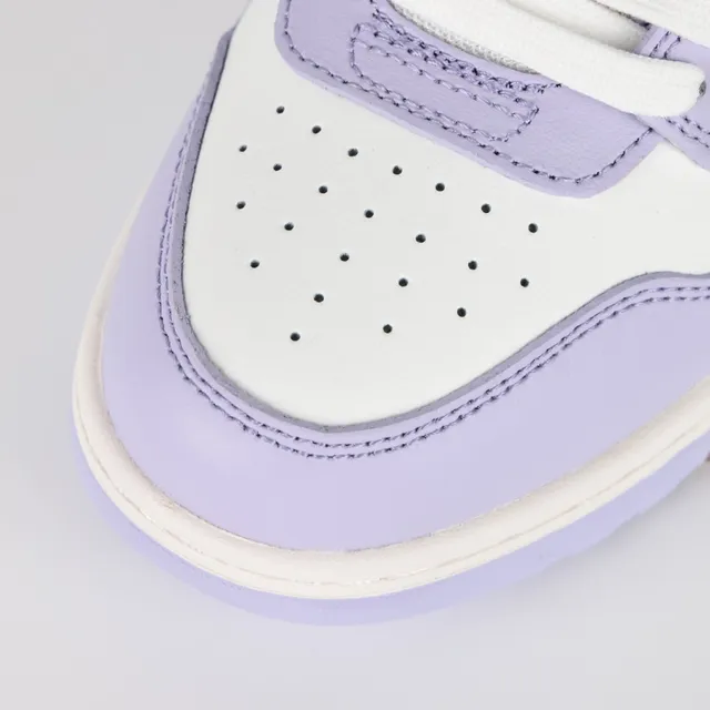 Purple White Low-Top Layered Leather Sneakers 5