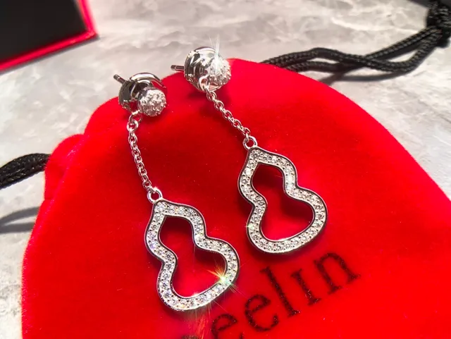 Qeelin Double Heart Pavé Drop Earrings 2