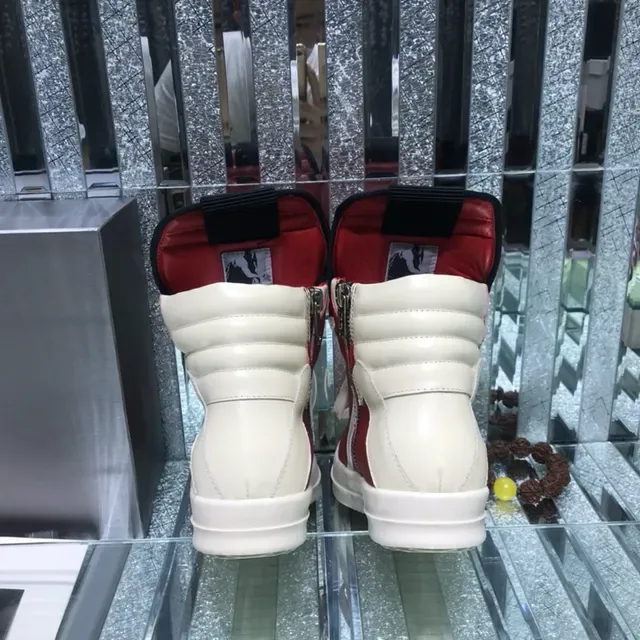 Red and Cream Panelled High-Top Platform Sneakers 6