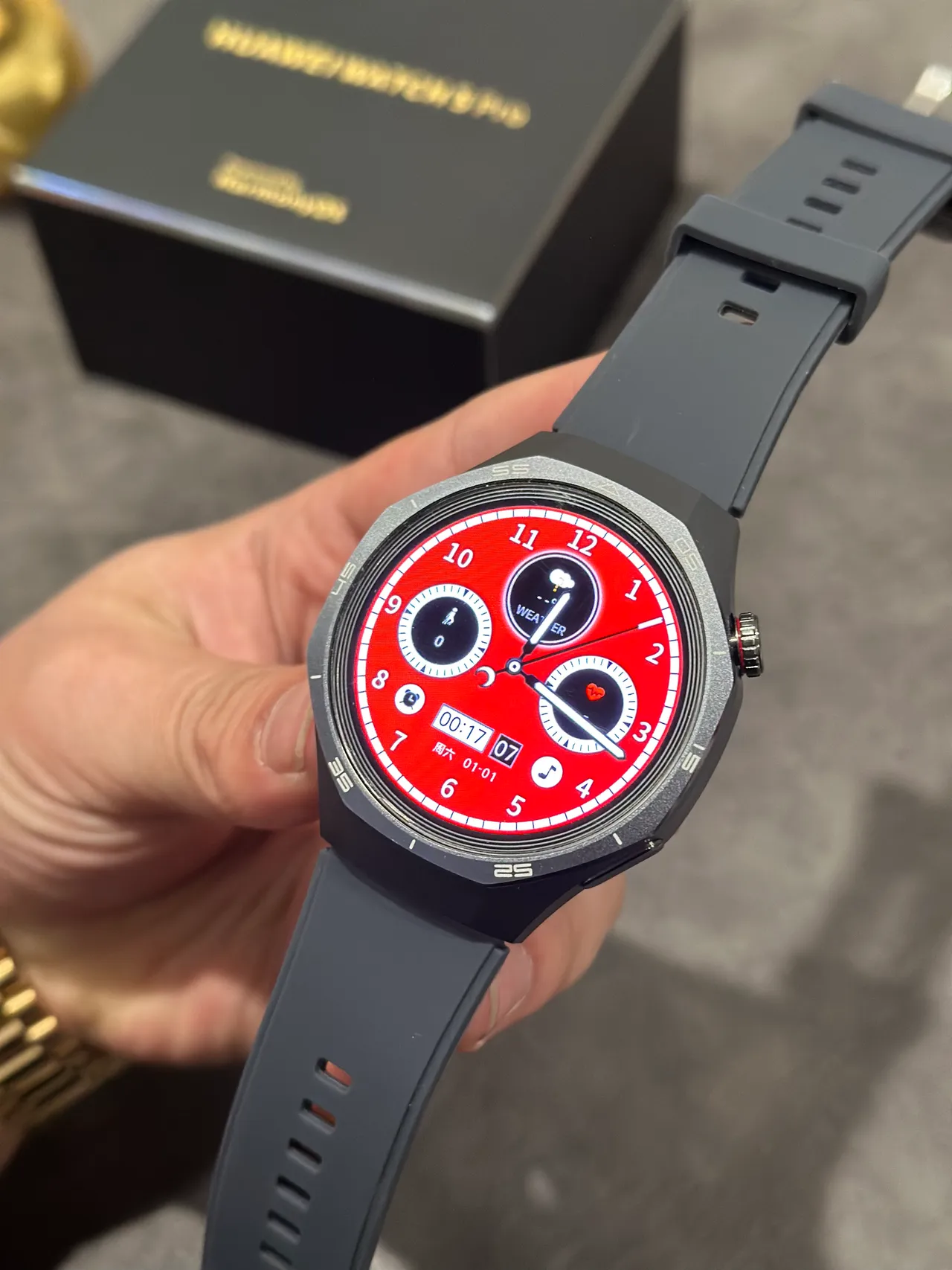 Red Black Octagonal Bezel Analog-Style Digital Dial Sports Watch 6