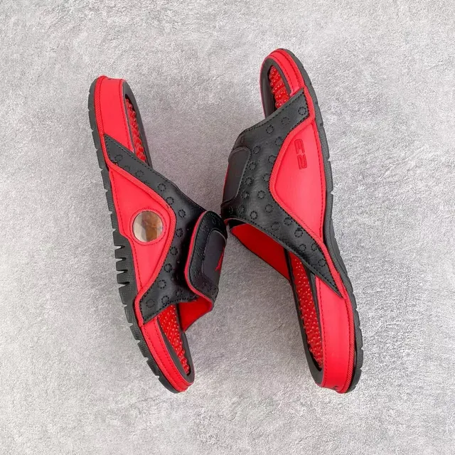 Red Black Two-Tone Adjustable Strap Closure Slippers 3
