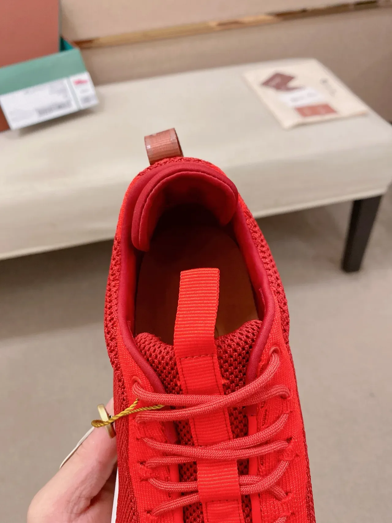 Red Knit Mesh Low-Top Lifestyle Sneaker 4