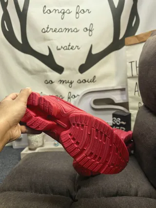 Red Monochromatic Sculpted Multi-Layered Sole Chunky Sneakers 5