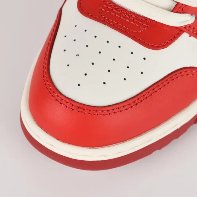 Red White Leather Panel Construction Arrow-Side Logo Sneakers 5