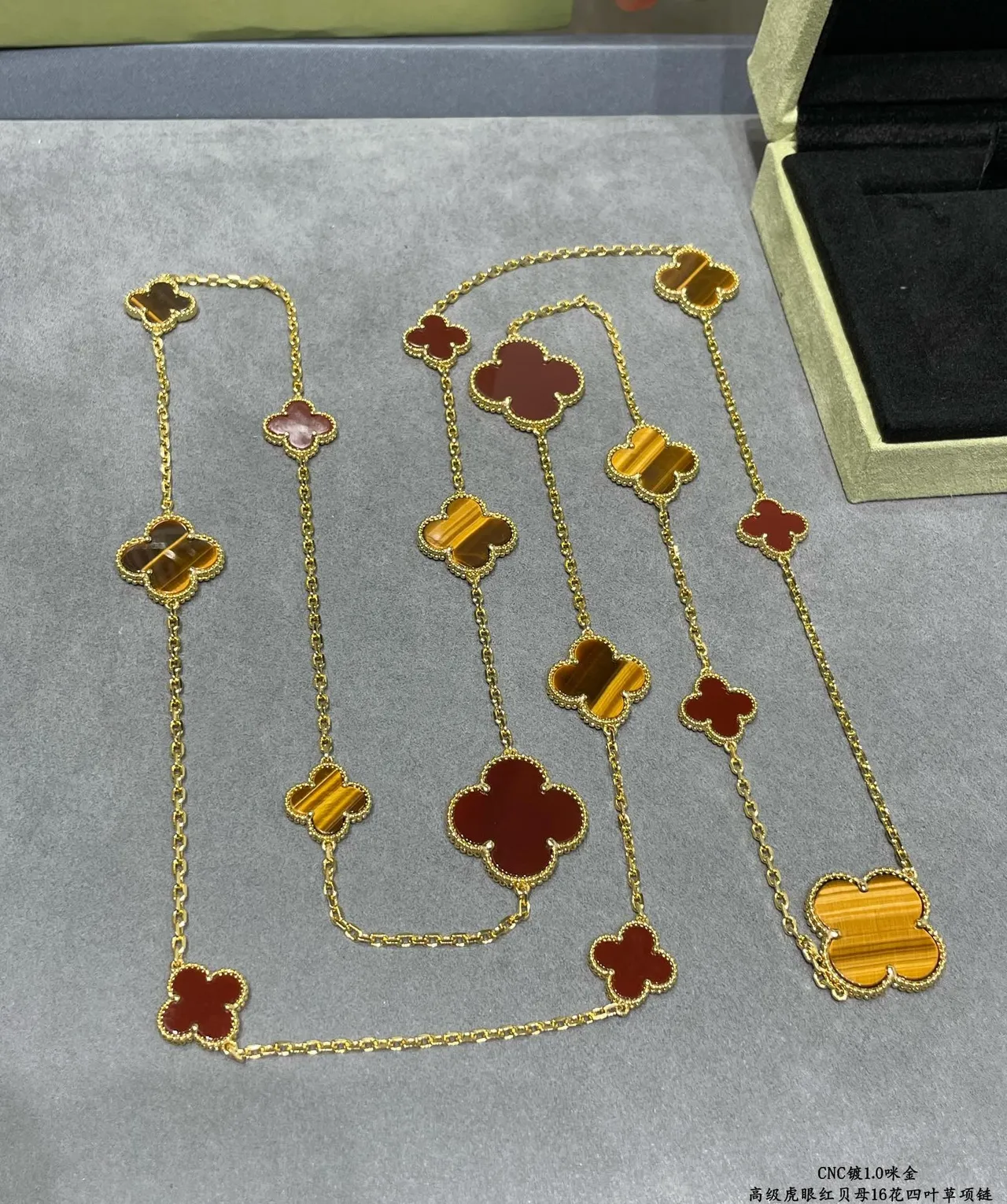 Red Yellow Multi-Strand Enamel Clover Pendants Necklace 5