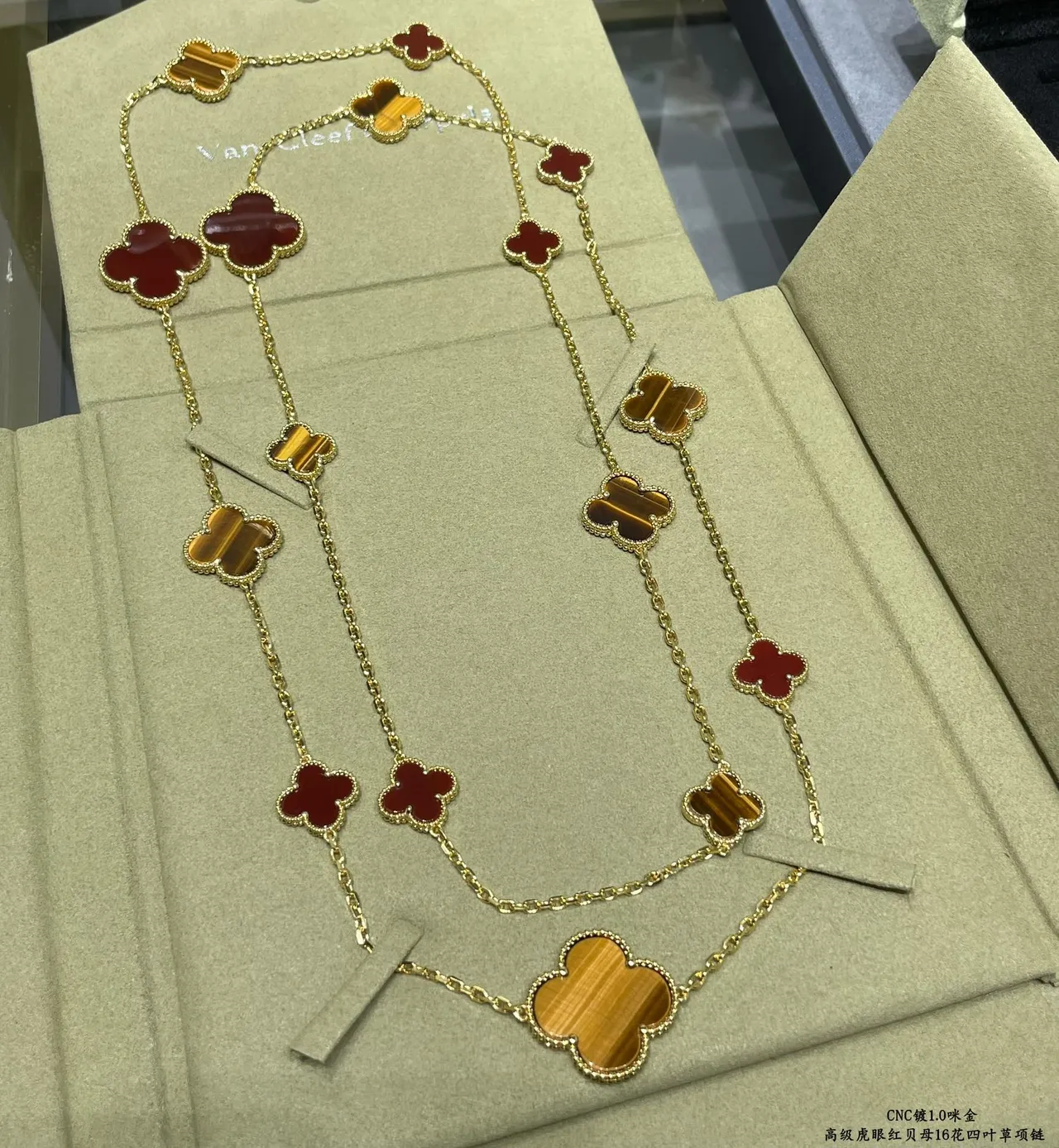 Red Yellow Multi-Strand Enamel Clover Pendants Necklace 7