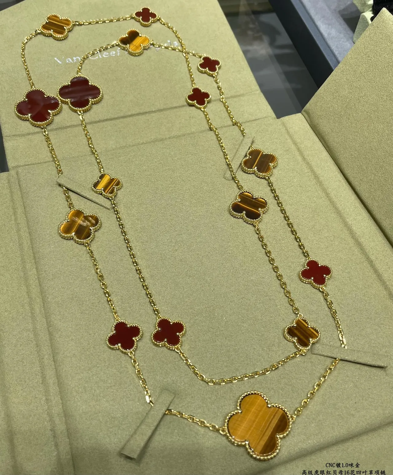 Red Yellow Multi-Strand Enamel Clover Pendants Necklace 8