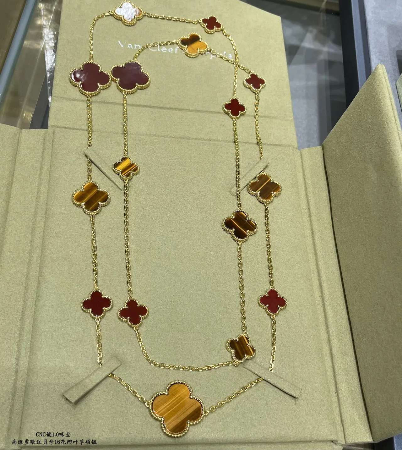 Red Yellow Multi-Strand Enamel Clover Pendants Necklace 9