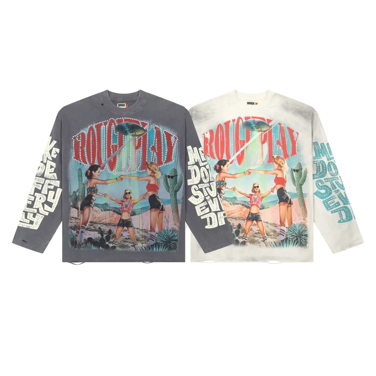 ROUCH Graphic Print Rhinestone-Embellished Long-Sleeve T-Shirt 2