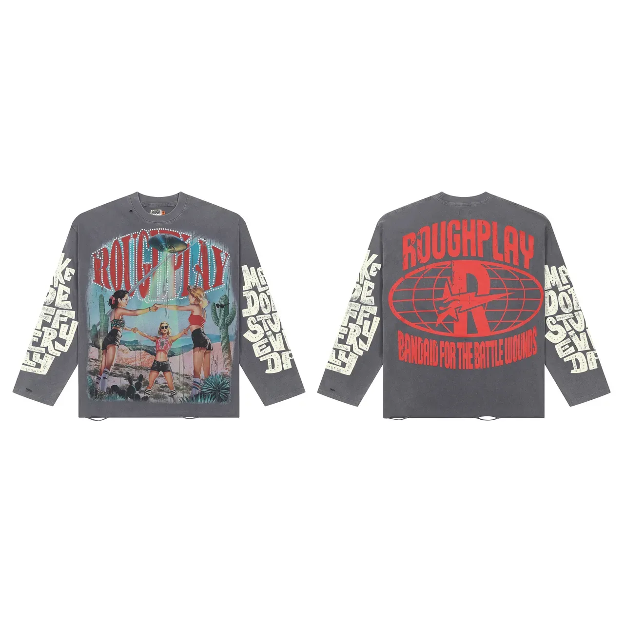 ROUCH Graphic Print Rhinestone-Embellished Long-Sleeve T-Shirt 4