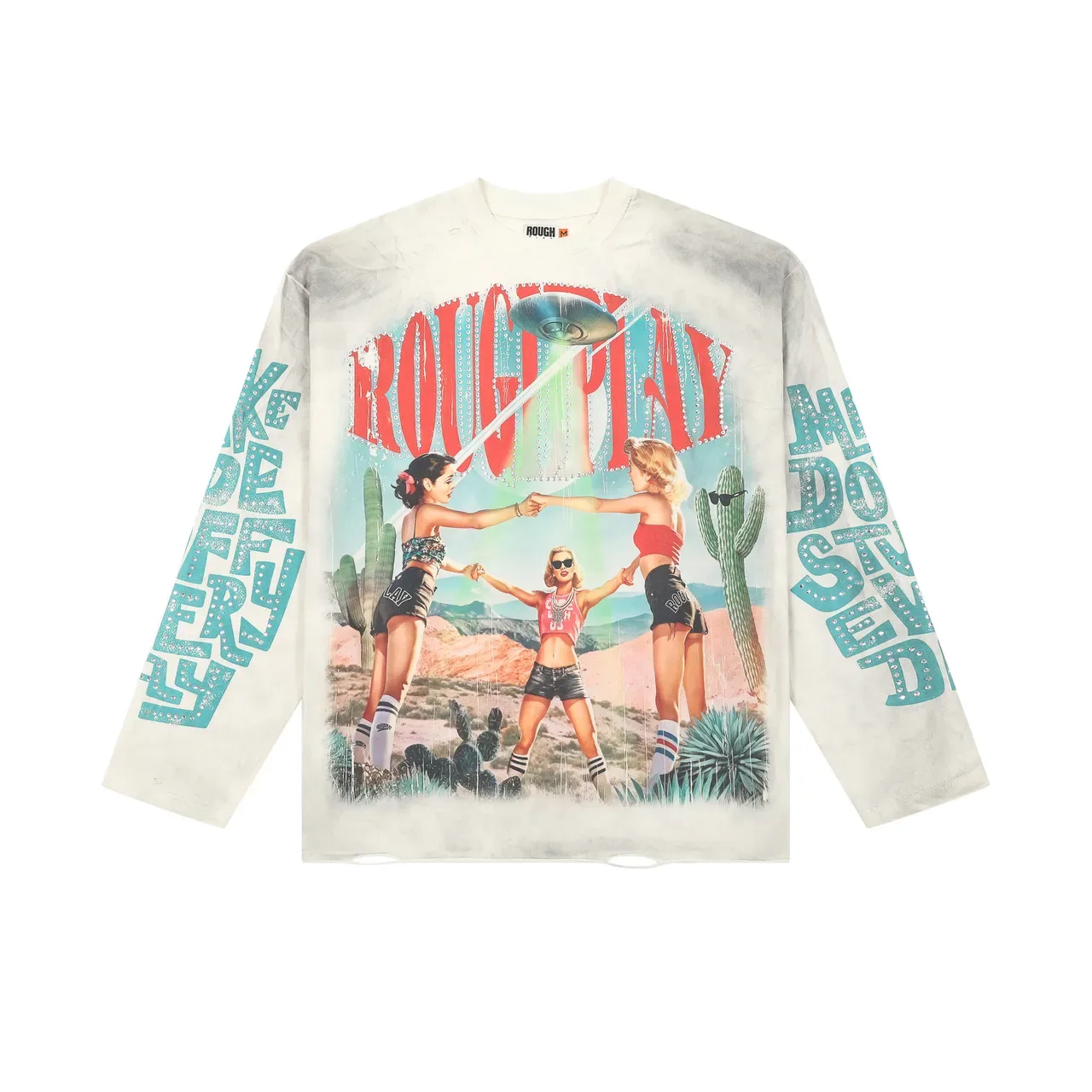 ROUCH Graphic Print Rhinestone-Embellished Long-Sleeve T-Shirt 5