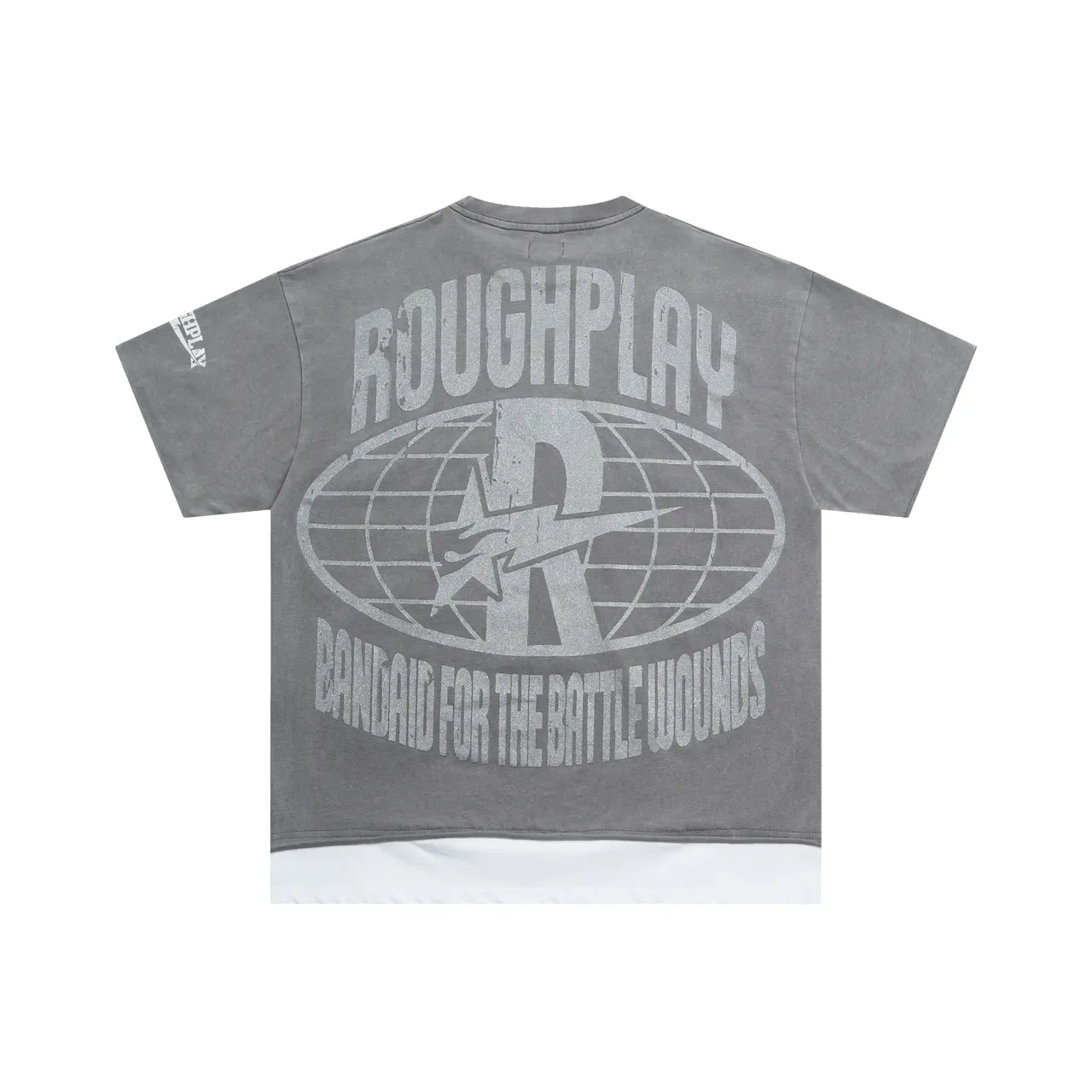 ROUGH Graphic Print Distressed Cut-Hem Oversized T-Shirt 3