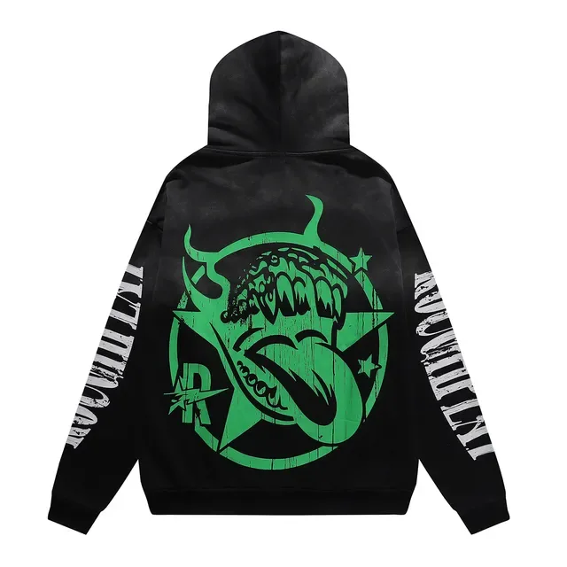 ROUGHPLAY Black Multicolor Oversized Fit Graphic-Print Front Hoodie 3