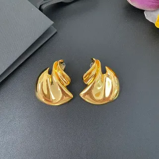 Sculptural Flame-Inspired Polished Gold-Tone Earrings