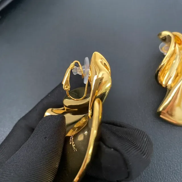 Sculptural Flame-Inspired Polished Gold-Tone Earrings 4