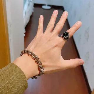 سوار مزخرف سلسلة رابطة فضية وأسود كثيفة