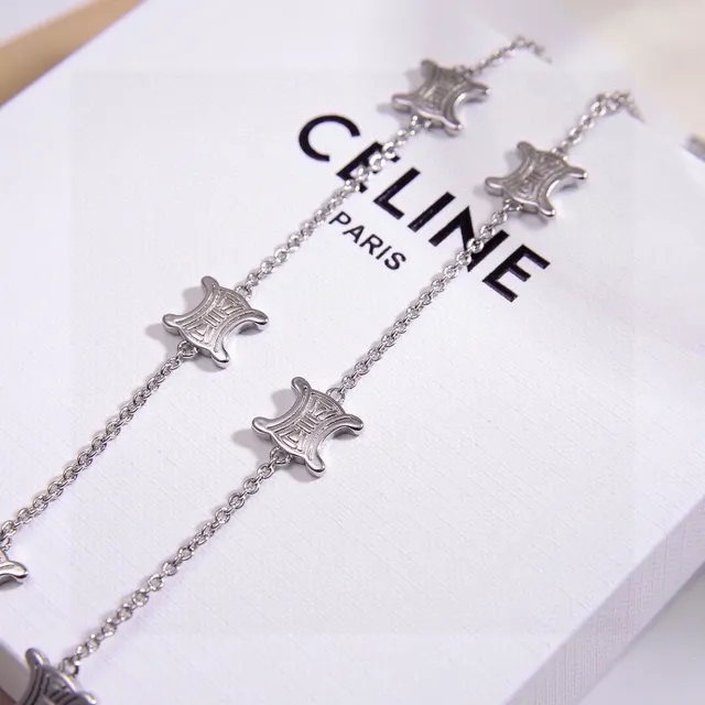 Silver Chain Geometric Pendant Charms Necklace 5