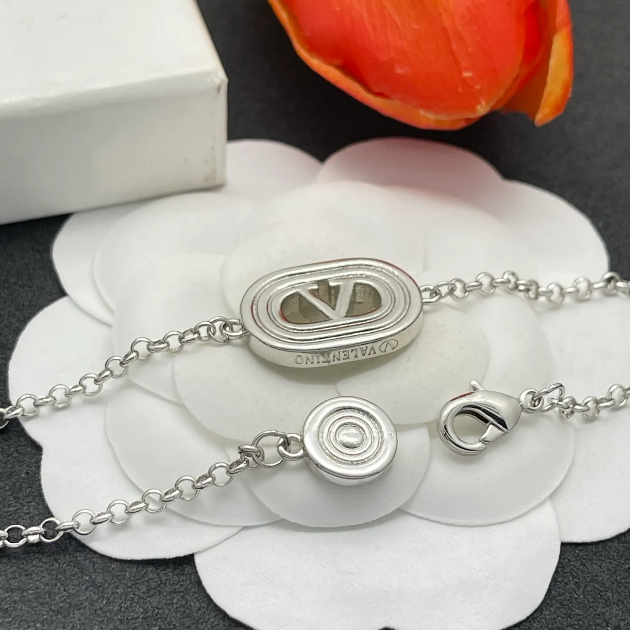 Silver Chain Link Two Monogram Charms Bracelet 3