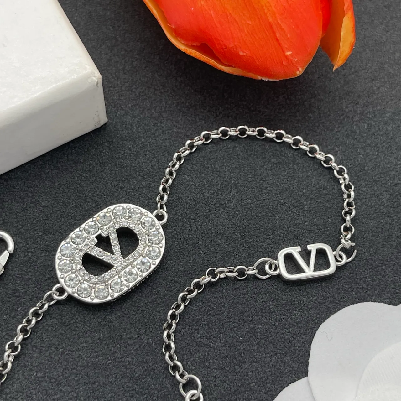 Silver Chain Link Two Monogram Charms Bracelet 4