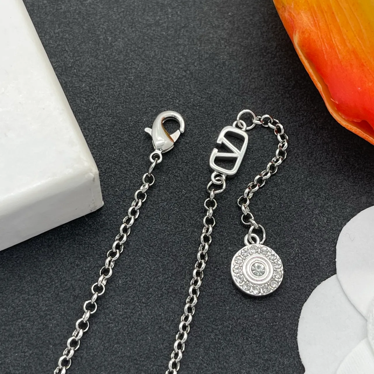 Silver Chain Link Two Monogram Charms Bracelet 5