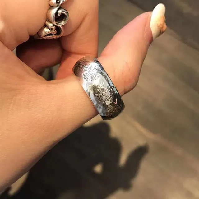 Silver Floral Engraved 925 Sterling Ring 2