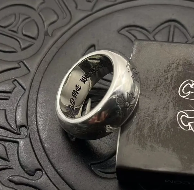Silver Floral Engraved 925 Sterling Ring 6