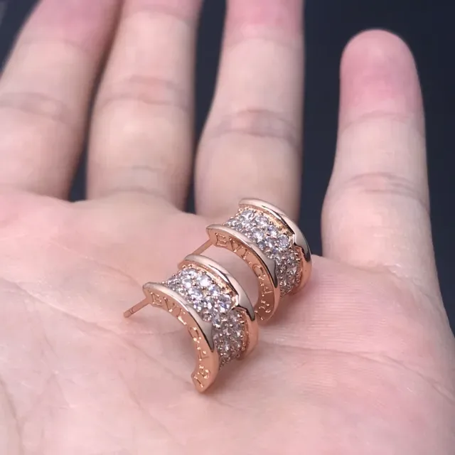 Silver Gold Pavé Crystal Huggie Hoop Earrings 2