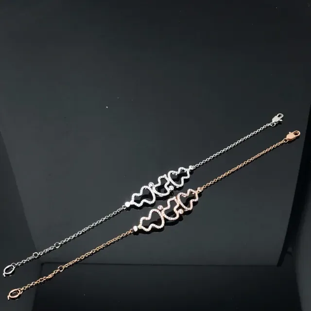 Silver Gold Pavé-Set Wavy Openwork Motif Bracelet 2