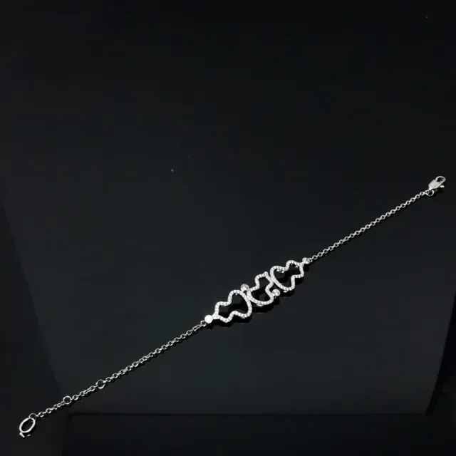 Silver Gold Pavé-Set Wavy Openwork Motif Bracelet 3