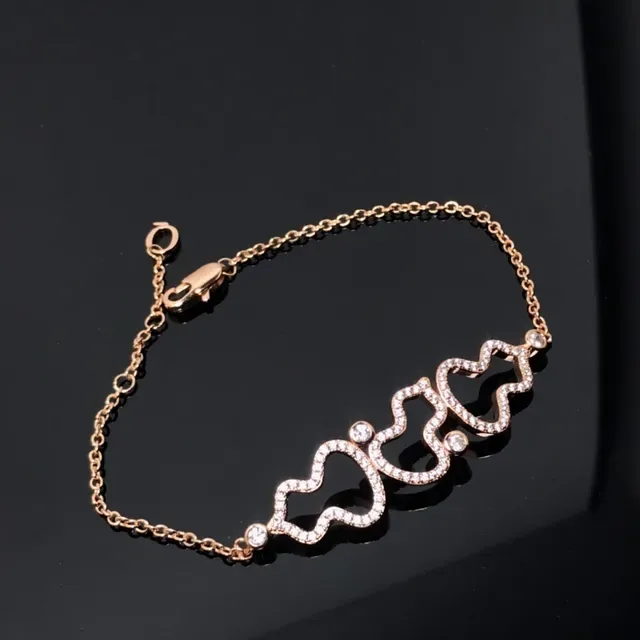 Silver Gold Pavé-Set Wavy Openwork Motif Bracelet 4