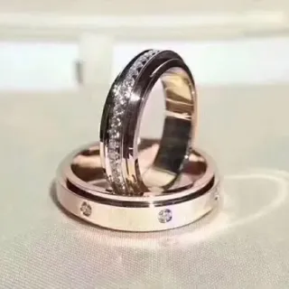 Silver Gold Stacked Band Rings Channel-Set Stones Ring