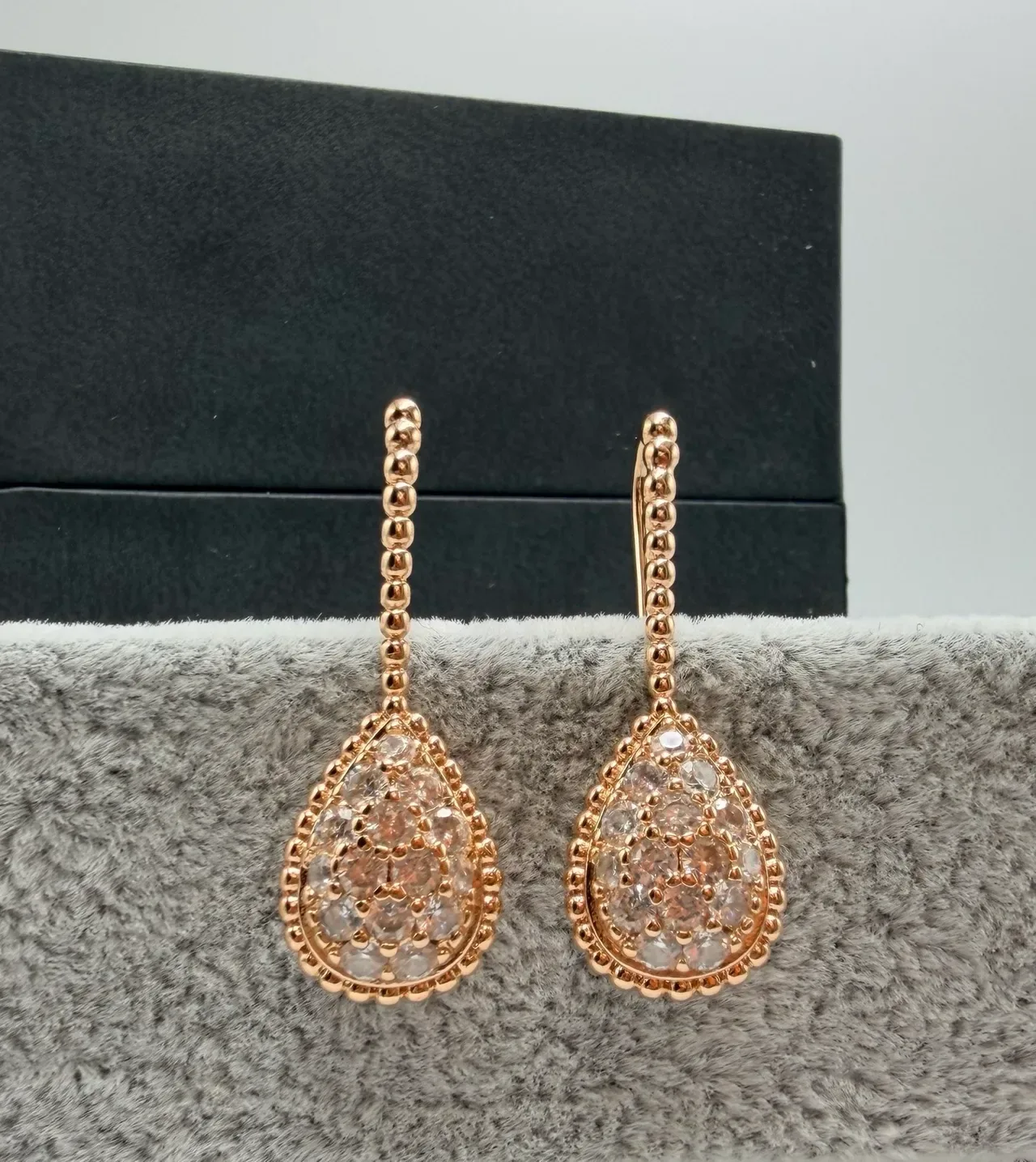 Silver Gold Teardrop Pendant Honeycomb Lattice Earrings 4