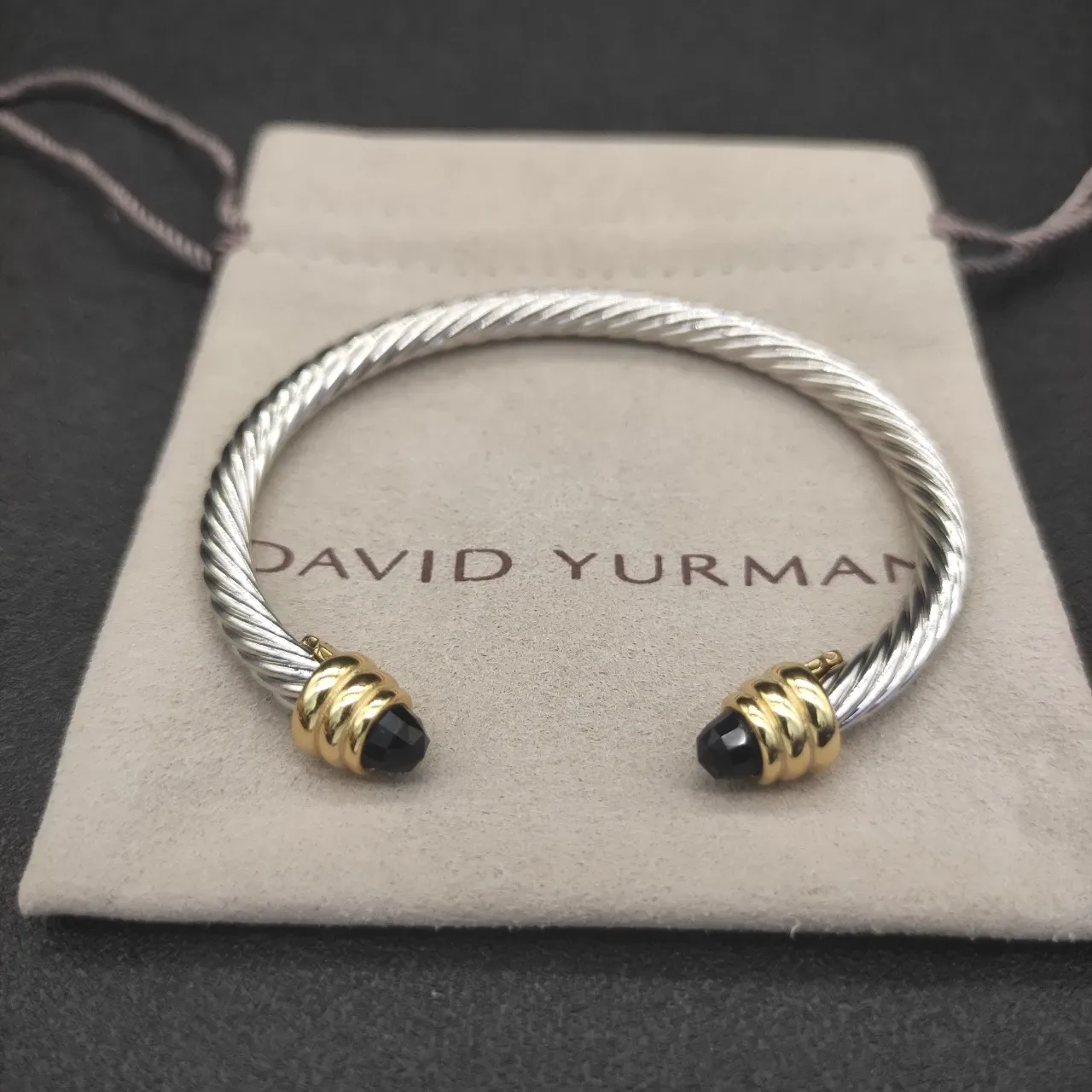 Silver Gold Twisted Cable Two-Tone Metal Bracelet 5