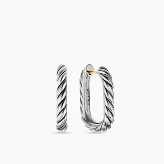 Silver Gold Twisted Rope Texture Hinged Closure Earrings