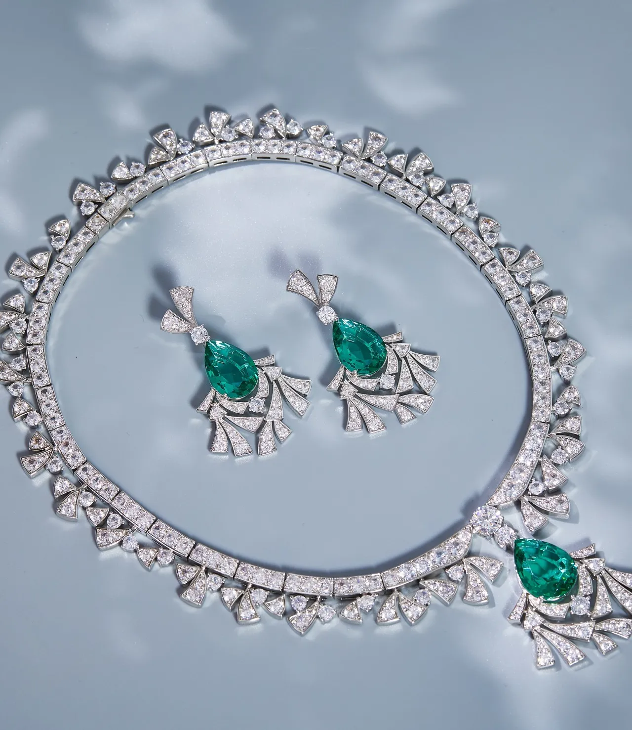 Silver Green High-Jewelry Collar Pavé-Set Diamonds Necklace 7