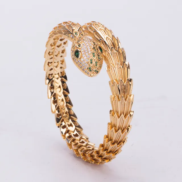 Silver Green Serpent-Coil Silhouette Articulated Scale Motif Bracelet 6