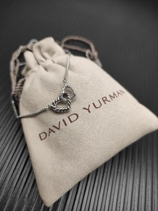 Silver Interlocking Hearts Twisted Rope Texture Necklace 7