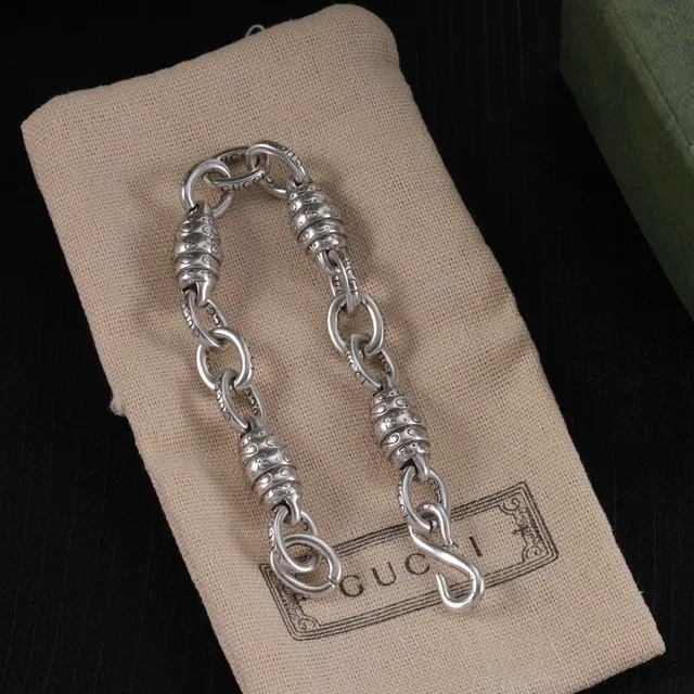 Collier argent oxydé maillons perles baril 3