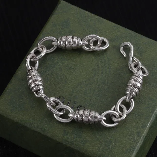 Collier argent oxydé maillons perles baril 5
