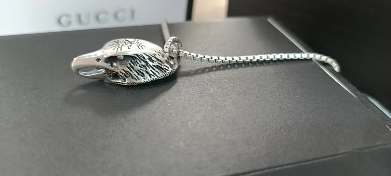 Silver Oxidized Eagle Head Pendant Necklace 2