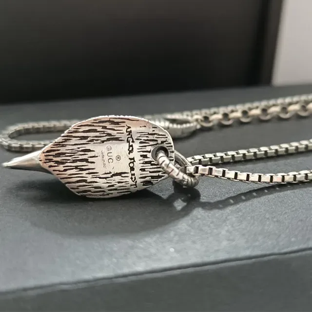 Silver Oxidized Eagle Head Pendant Necklace 5