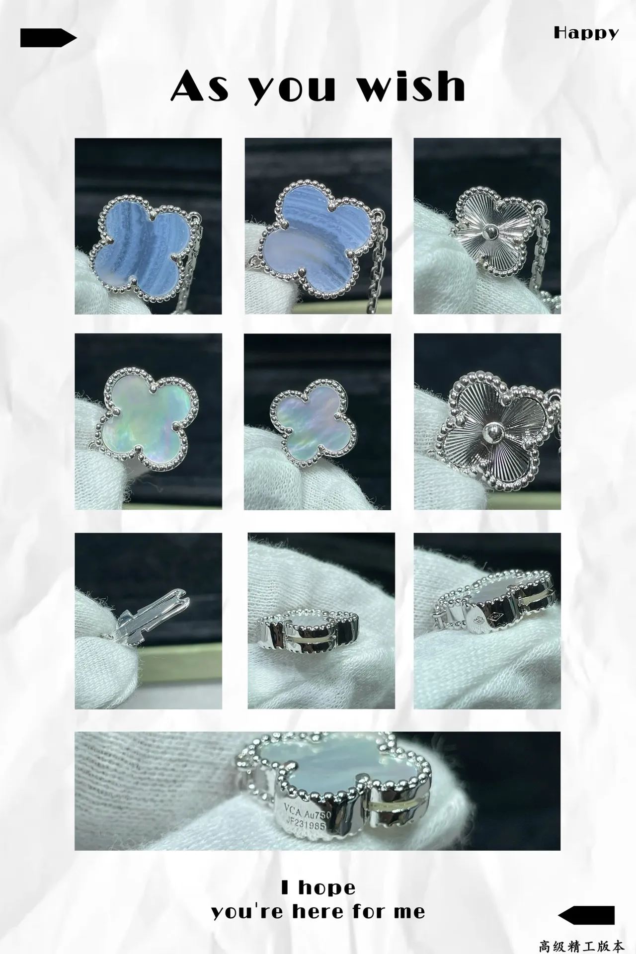 Silver Purple Clover-Shaped Charms Beaded Bezel Setting Bracelet 2